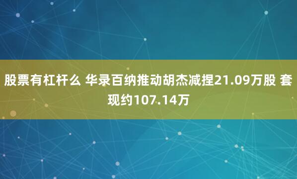 股票有杠杆么 华录百纳推动胡杰减捏21.09万股 套现约107.14万